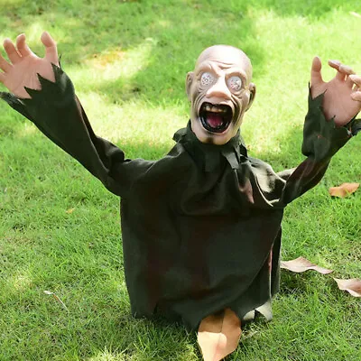Screaming Zombie With Stakes Shaking Moving Hands Halloween Outdoor Ground Decor • £22.95