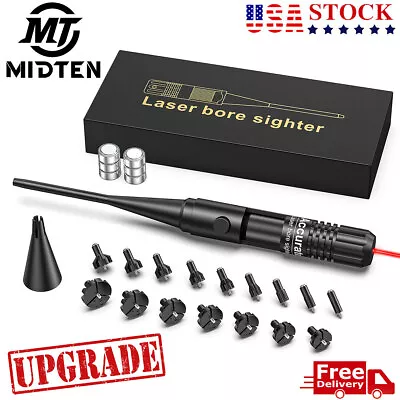 UPGRADED Red Laser Bore Sight Bore Sighter Kit .177 To 12GA Caliber 16 Adapter • $14.99