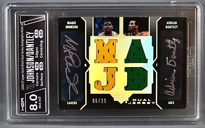 2006-07 UD Black Magic Johnson Adrian Dantley QUAD JERSEY AUTO #6/25 HGA 8 NM/MT • $9.50