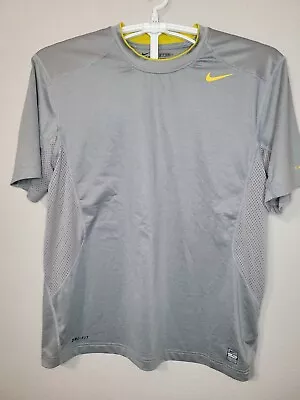 Nike Pro Combat Dri-fit Xl Fitted Athletic  Livestrong Shirt Gray Yellow Xl68 • $30