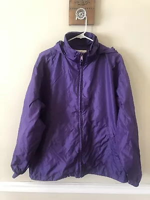 Eddie Bauer Mens Size M Purple Windbreaker Rain Jacket Full Zip • $21.99