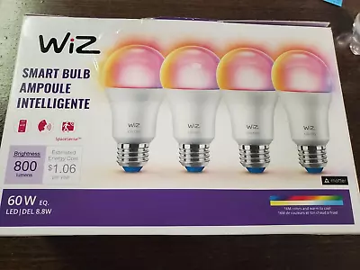 NEW WiZ LED Smart Wi-Fi Connected 60 Watt A19 Color & Tunable Light Bulb 4 Pack • $26.95