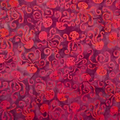 Coral Treasure - Sharon Pink/Purple Octopus - Batik By Mirah Cotton Fabric • $3.15