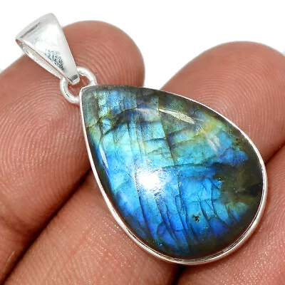 Natural Multi Fire Labradorite - Madagascar 925 Silver Pendant Jewelry CP43975 • $14.99