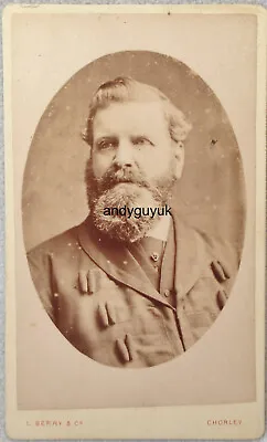 Cdv Man Military Coat Berry Chorley Lancashire Officer Beard Antique Photo • £6.95