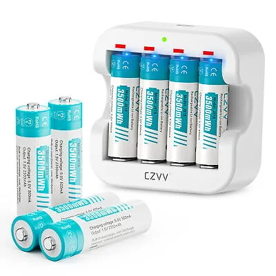 1.5V Rechargeable AA Lithium Batteries 3500mwh Li-ion Battery Fast Charger Lot  • $33.99