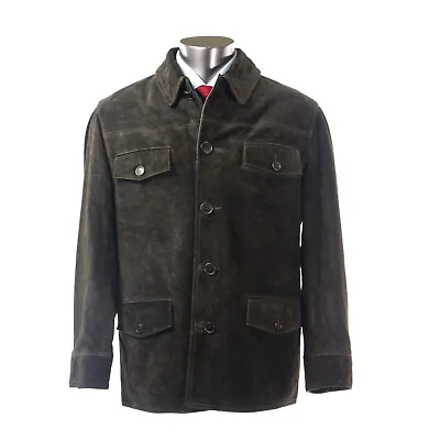 EXPRESS 100% Suede Leather Jacket Coat Dark Brown Men's Sz. Large Heavyweight • $79