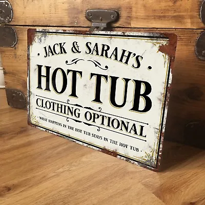 £11.99 • Buy Personalised Hot Tub Sign Door Wall Plaque Vintage Retro Shabby Chic - 200x305mm