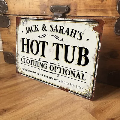 Personalised Hot Tub Sign Door Wall Plaque Vintage Retro Shabby Chic - 200x305mm • £11.99