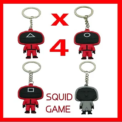 Squid Game Full Set 4 Keychains Movie Gadget Squid Game Netflix Cosplay • £4.99