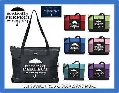 Mary Poppins Umbrella Quote Disney Vacation Luggage Tote Travel Beach Bag Purse • $20.98
