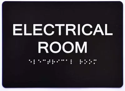 Electrical Room Sign With Braille And Raised Letters (5x7 Black Aluminum) • $14.99