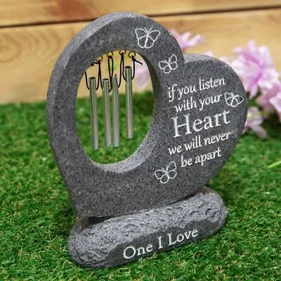 Graveside Stone Heart Wind Chime Thoughts Of You Memorial Plaque Grave Ornament • £19.99