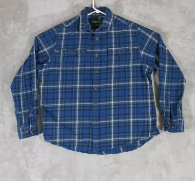 Eddie Bauer Flannel Shirt Men's Large Button Up Long Sleeve Blue Check Casual • $17.79