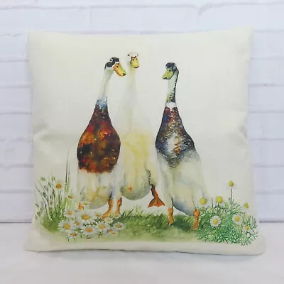 Duck Friends Cushion Cover Farmhouse Country Style Animal Decorative Novelty Gif • £9.99