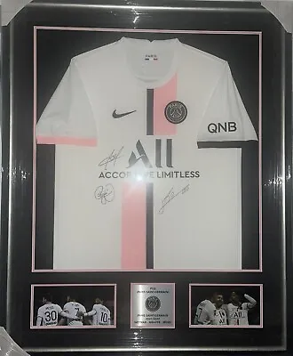 Lionel Messi Neymar And Kylian Mbappe Signed And Framed Psg 2021 Jersey + Coa • $2300