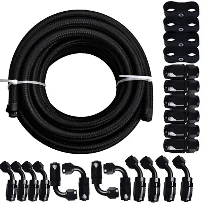 6AN 8AN 10AN 10FT 20FT CPE Braided Nylon Fuel Line Kit Hose End Fittings • $35.99