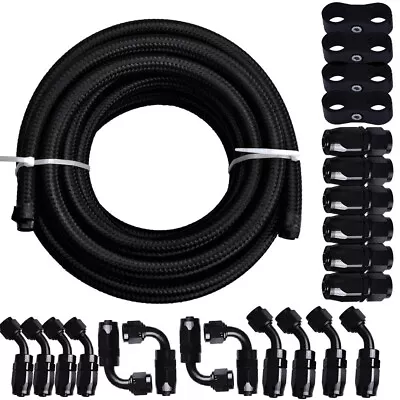 6AN 8AN 10AN 10FT/20FT CPE Braided Nylon Fuel Line Kit Fuel Hose End Fittings • $69.99