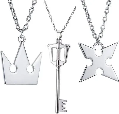 Kingdom Hearts Sora's Crown & Roxas's Cross Necklaces - Anime Cosplay Pendant Se • $36.85