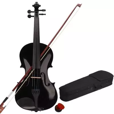 New Student Instruments Full Size 4/4 Acoustic Violin + Case + Bow + Rosin Black • $43.49