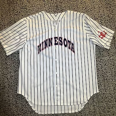 Vintage Made In USA MINNESOTA Pinstripe Button Up In Play JERSEY • $19.50