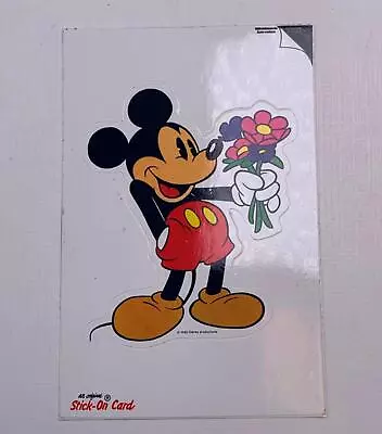 Postcard Stick On Card Mickey Mouse Holding Flowers  Disney  • $35