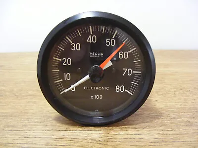 Veglia Borletti Electronic Tachometer 8 Cyl 12V 80mm Speedometer Rev Vintage • $167.72