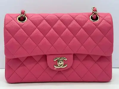 Chanel Dark Pink Quilted Grained Caviar Medium Handbag Double Flap (Pre-owned) • $12999