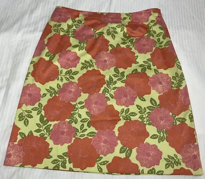 Sigrid Olsen Sport Skirt Floral Pink Red Yellow Green Side-Zip Size 6 • $14.99