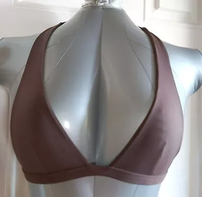 £3.49 • Buy Bikini Top Halter Neck Brown Size S XS Bow Extensible Double Fabric Bra Beach