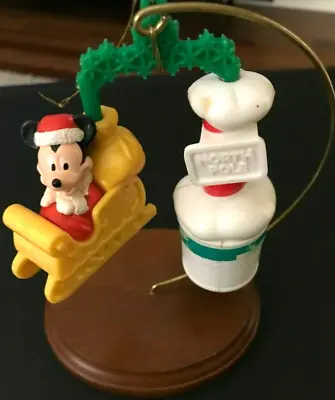 Vintage Nestle Mickey Mouse Santa In Sleigh Twirl Christmas Ornament • $10.99