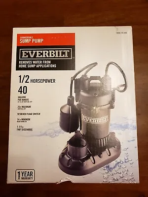 Sump Pump 1/2 HP Submersible Aluminum With Vertical Switch Everbilt • $100