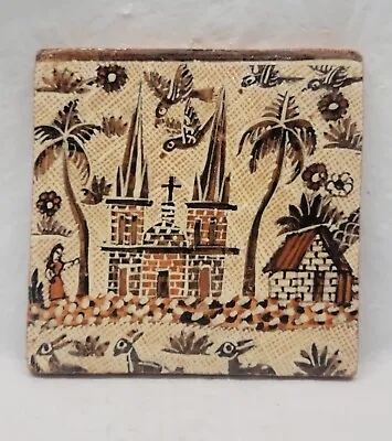 Antique Mexican Folk Art  Ceramic Tile By Balbino Lucano Tlaquepaque Signed 5097 • $148.75
