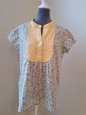 Women's VINTAGE HANDMADE TOP BLOUSE Cotton Floral Smocking Cap Sleeve Calico • $22.50