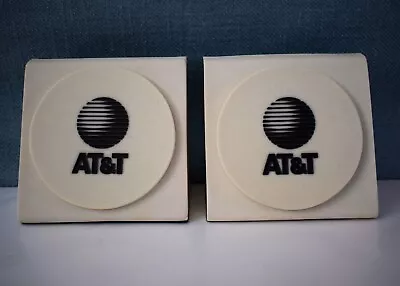 AT&T Logo White Marble Bookends With Felt Bottom & Back • $25