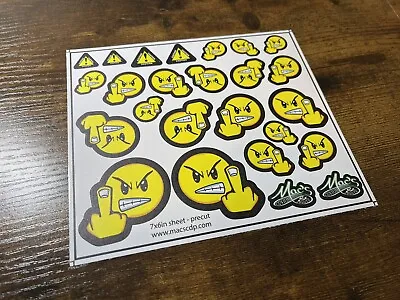 New Release! 1/10 - 1/5 Emoji FU Middle Finger Stickers / Decals - Scx Trx Arrma • $7.95