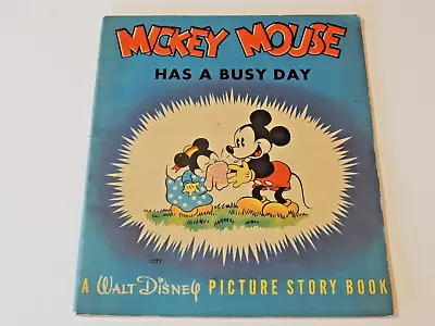 1937 MICKEY MOUSE  Has A Busy Day  By Walt Disney Ent. 1st. Ed. Story Book EX++ • $69.50