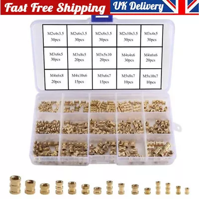 330pcs M2-M5 Thread Knurled Brass Threaded Heat Set Heat Resistant Insert UK • £10.95