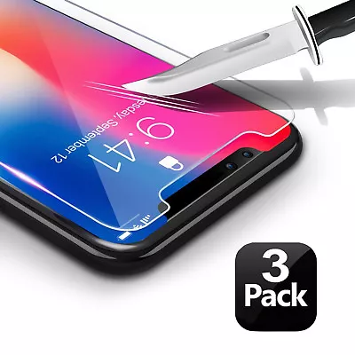 100% Ultra HD 9H Tempered Glass Screen Protector IPhone X 8 7 6s 6 5s 5 (3 Pack) • $18.99