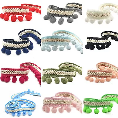 £1.29 • Buy Pom Pom Braid Fringe Trim Sewing Craft  36 Different Colours : Size : 12mm  #12