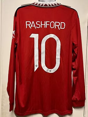 RASHFORD #10 Manchester United 2022-23 Home Jersey L/S Shirt Large L • $74.90