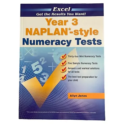 NAPLAN Style Numeracy Tests Year 3 By Allyn Jones Paperback Book School 34 Tests • $23.97