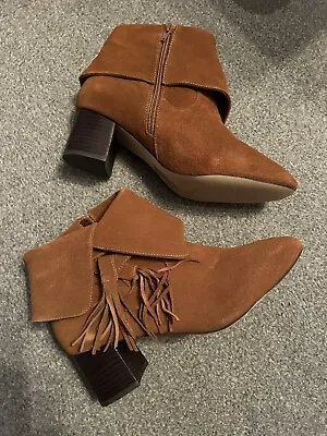 Evans Terracotta Suede Ankle Boots Size 7 EEE • £25