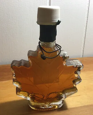 Maple Leaf Shaped Syrup Bottle-Embossed-Glass-Unopened-8 Oz D.B. Mfg. St. Louis • $14