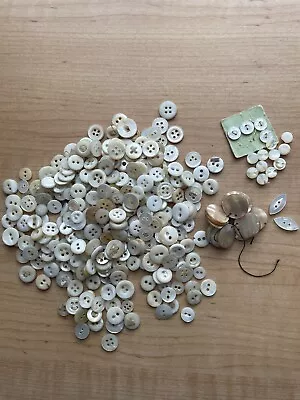 Vintage Mother Of Pearl Button Lot OVER 300 + Authentic SMALL/Tiny BUTTONS MOP • $4