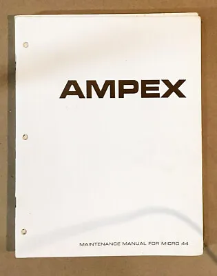 Ampex Micro 44 Cassette Player Service Manual *Original* • $19.97