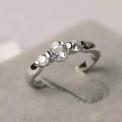 1ct Engage Ring Round Lab-Created Moissanite Tension Set Trilogy 14k Gold Plated • $149.99