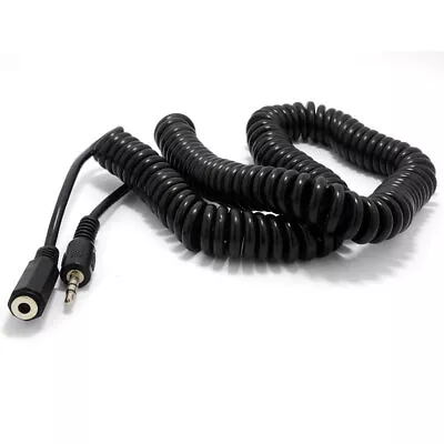 5m COILED 3.5mm Stereo Jack To Socket Headphone Extension Cable Lead [006875] • £4.42