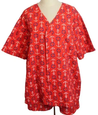 Vintage 70's Mens Size L Red White Blue Anchors Seersucker Cotton Pajama Set PJs • $89.95