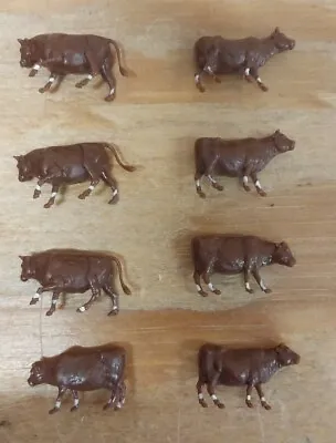 Vintage HO Scale Train Brown Cow Figures Lot Of 8 Free Shipping  • $9.99